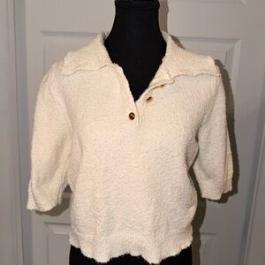 ZARA Cozy Textured Knit Polo Top – Size S